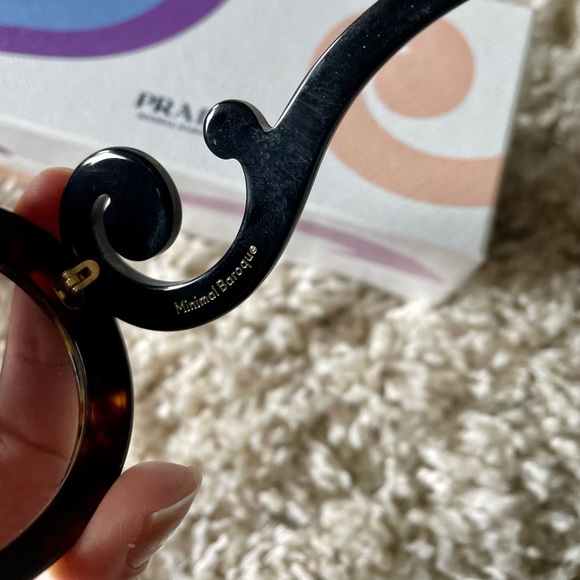 PRADA Minimal Baroque Round Tortoise Sunglasses - Picture 8 of 13